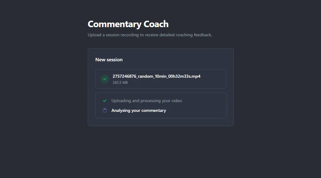 How the UI presents the processing to the user