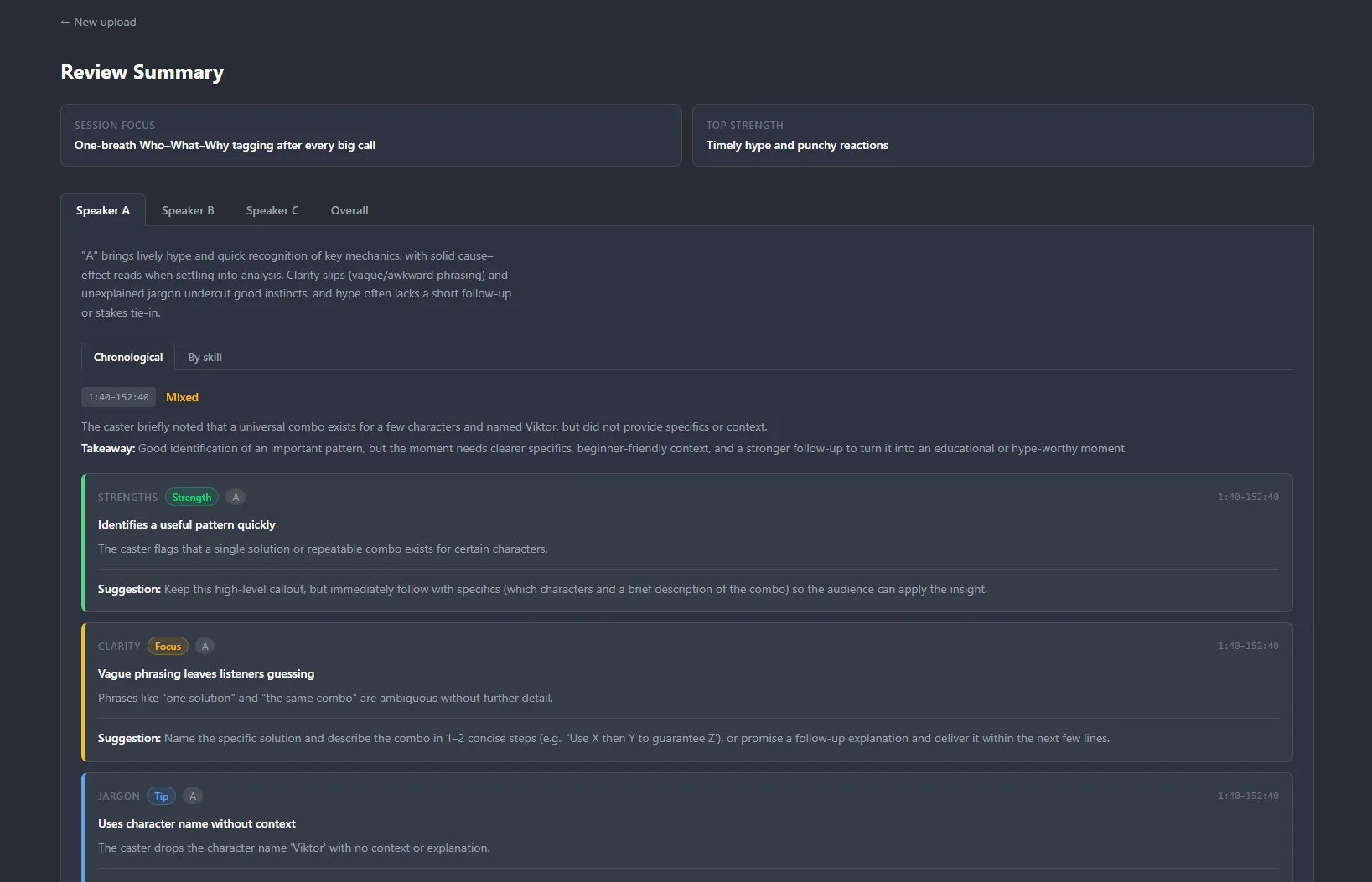 Example of results page